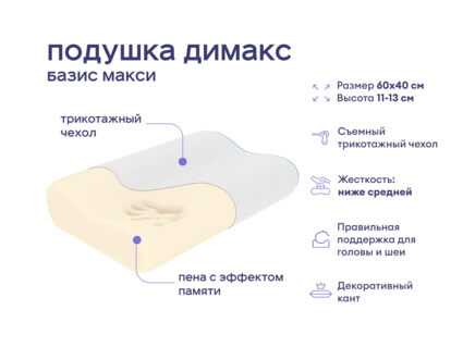 Одеяло Димакс Овечья шерсть всесезонное + подушка Димакс Базис + подушка Димакс Базис Макси 1473